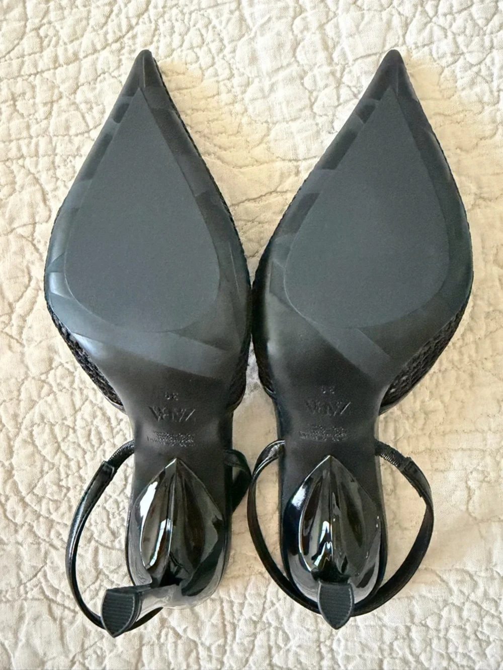 Zara Black Pointed Slingback Mesh Heel - NEW NEVER WORN - Size 8 - Picture 15 of 15